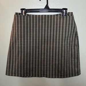 Vintage Tangents Women's Size 9/10 Green Plaid Mini Skirt Zipper Pockets